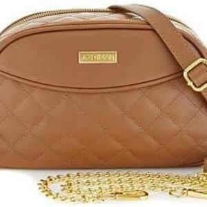 Joy & Iman Diamond Quilted  Genuine Leather Crossbody bag
